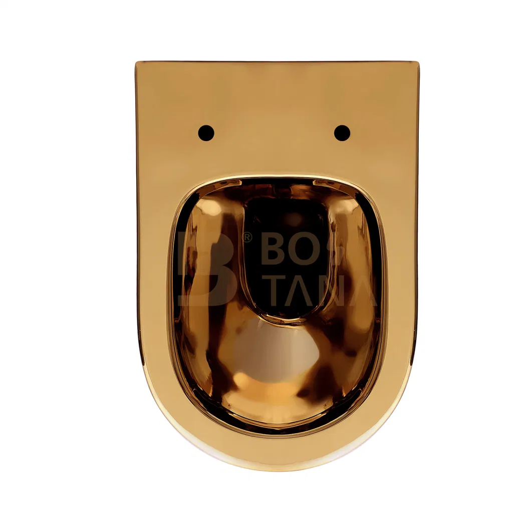 10 Yrs Warranty Rimless, Tornado Ceramic Gold Plated Colored Wall Hung Toilets