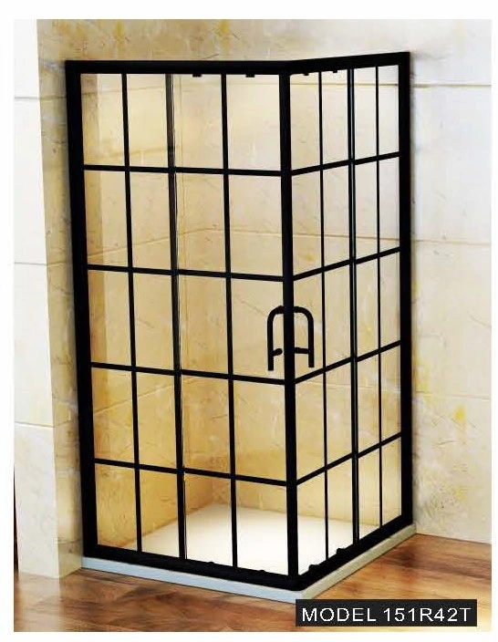 High Quality Modern Aluminum Matt Black Shower Enclosure Shower Cubical Swivel Bath Glass Shower Door Screen 151r42t