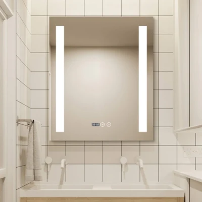 Antiappannante per specchio da bagno con luce LED intelligente con copertura posteriore in alluminio