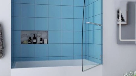 Bagno Vasca da bagno Schermo per vasca Pannello in vetro incernierato senza telaio Porta per doccia Schermo per doccia